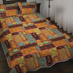 Ethnic Tiki Pattern Print Quilt Bed Set