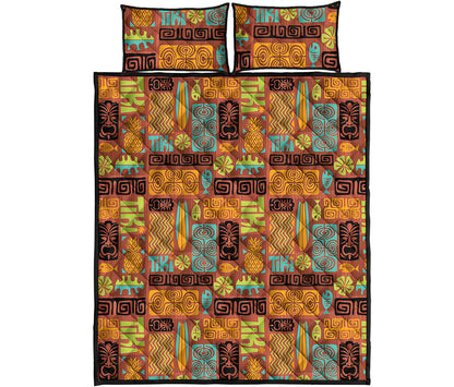 Ethnic Tiki Pattern Print Quilt Bed Set