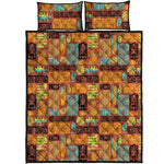 Ethnic Tiki Pattern Print Quilt Bed Set