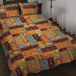 Ethnic Tiki Pattern Print Quilt Bed Set