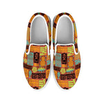 Ethnic Tiki Pattern Print White Slip On Shoes
