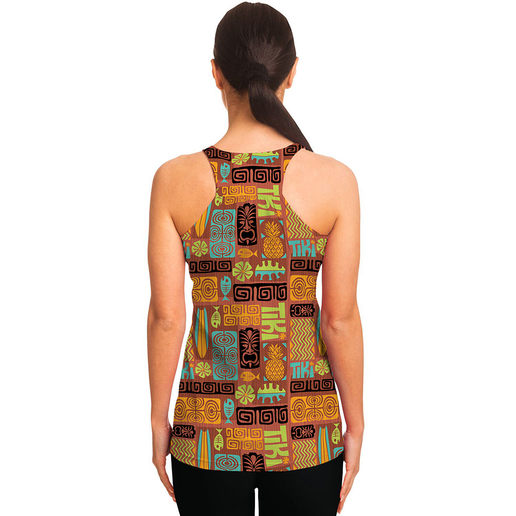 Ethnic Tiki Pattern Print Women's Racerback Tank Top