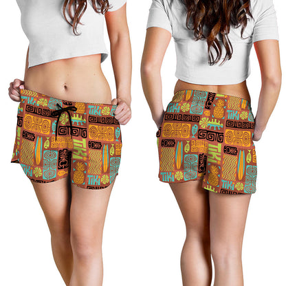 Ethnic Tiki Pattern Print Women's Shorts