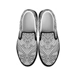 Ethnic Zentangle Pattern Print Black Slip On Shoes