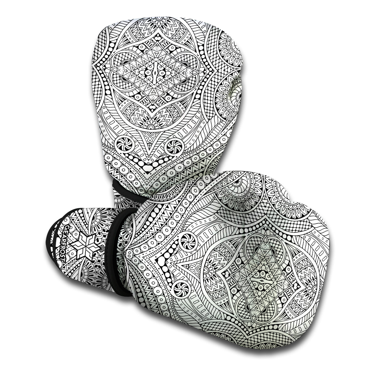 Ethnic Zentangle Pattern Print Boxing Gloves