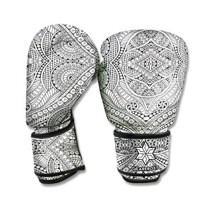 Ethnic Zentangle Pattern Print Boxing Gloves