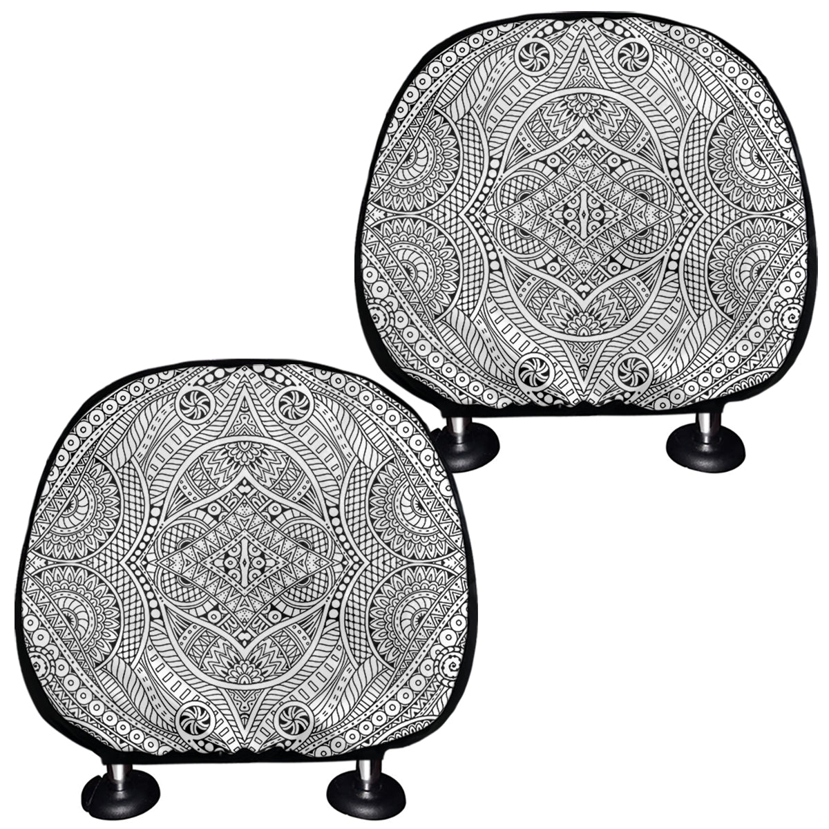 Ethnic Zentangle Pattern Print Car Headrest Covers