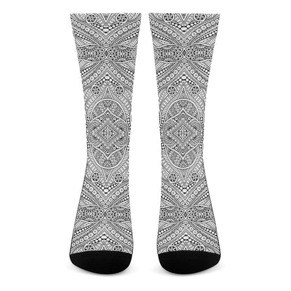 Ethnic Zentangle Pattern Print Crew Socks