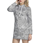 Ethnic Zentangle Pattern Print Hoodie Dress