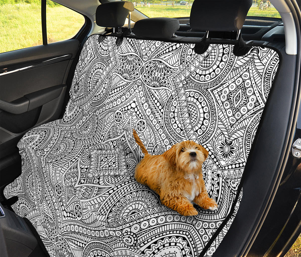 Ethnic Zentangle Pattern Print Pet Car Back Seat Cover