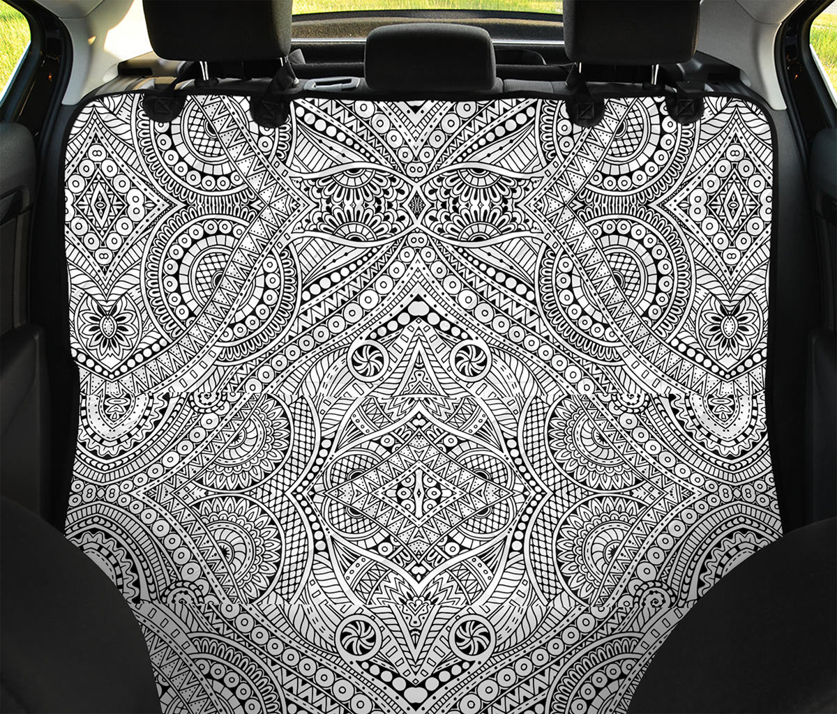 Ethnic Zentangle Pattern Print Pet Car Back Seat Cover