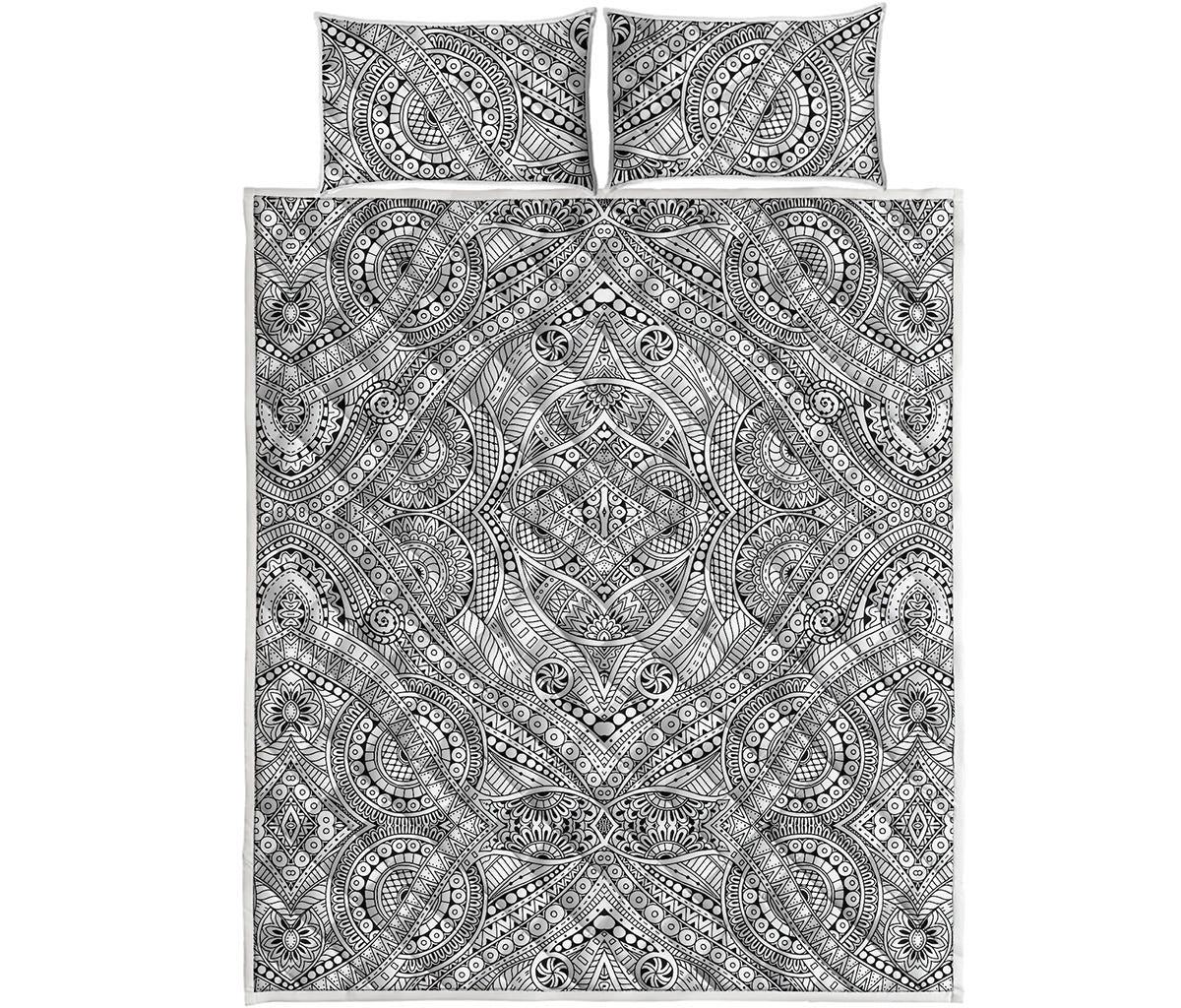 Ethnic Zentangle Pattern Print Quilt Bed Set