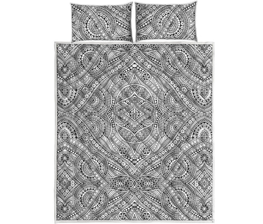 Ethnic Zentangle Pattern Print Quilt Bed Set