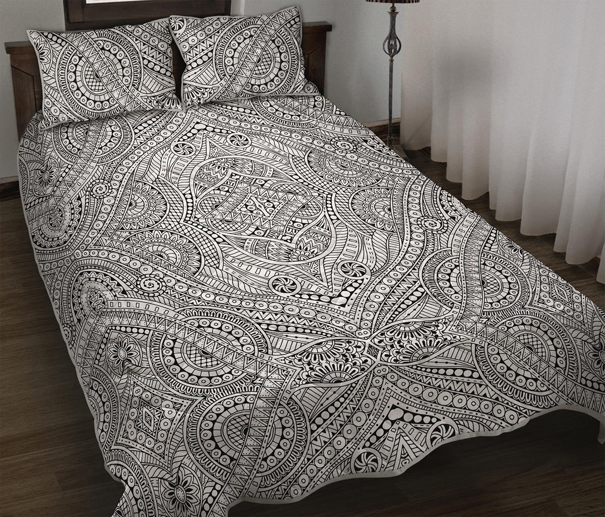Ethnic Zentangle Pattern Print Quilt Bed Set