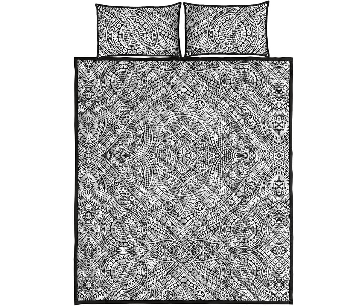 Ethnic Zentangle Pattern Print Quilt Bed Set