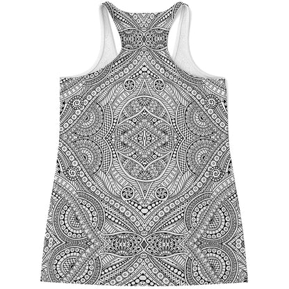 Ethnic Zentangle Pattern Print Women's Racerback Tank Top