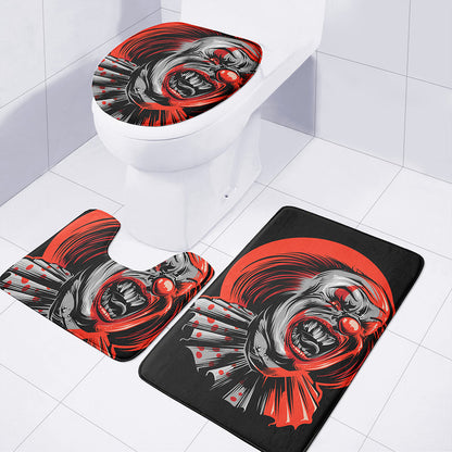 Evil Clown Print 3 Piece Bath Mat Set