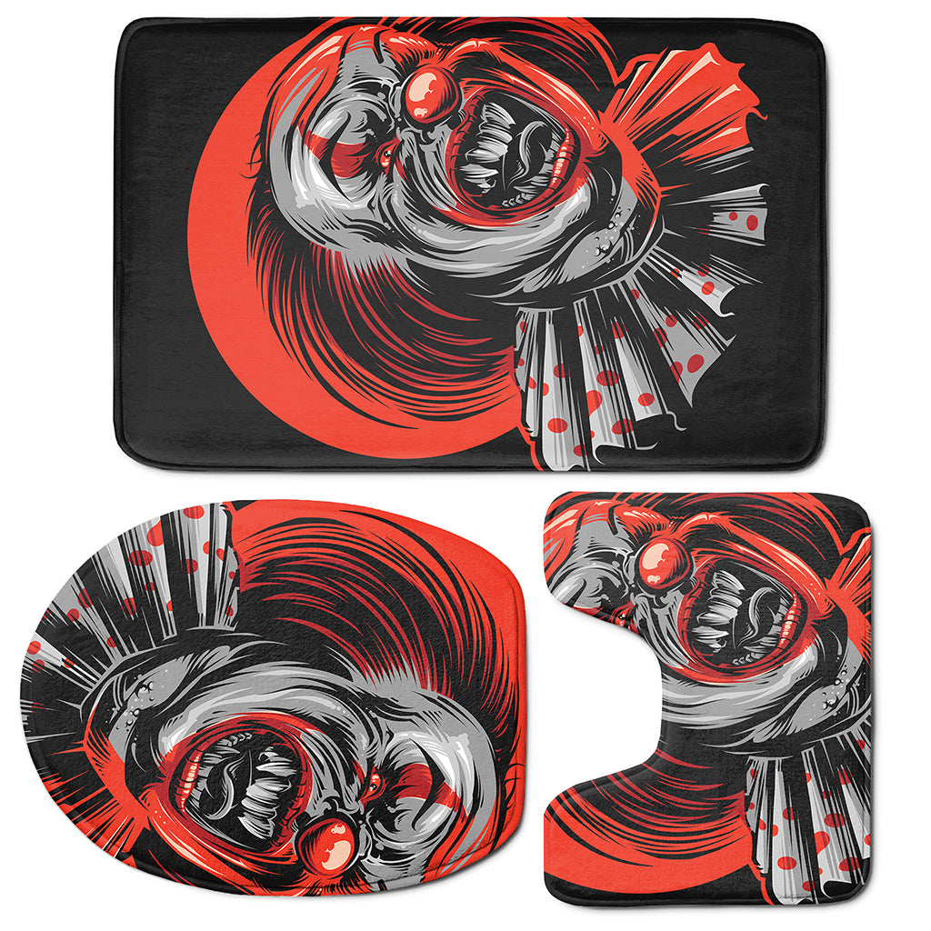 Evil Clown Print 3 Piece Bath Mat Set