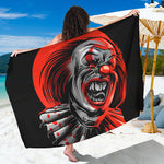 Evil Clown Print Beach Sarong Wrap
