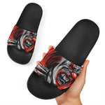 Evil Clown Print Black Slide Sandals