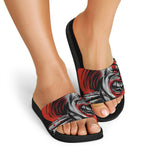 Evil Clown Print Black Slide Sandals