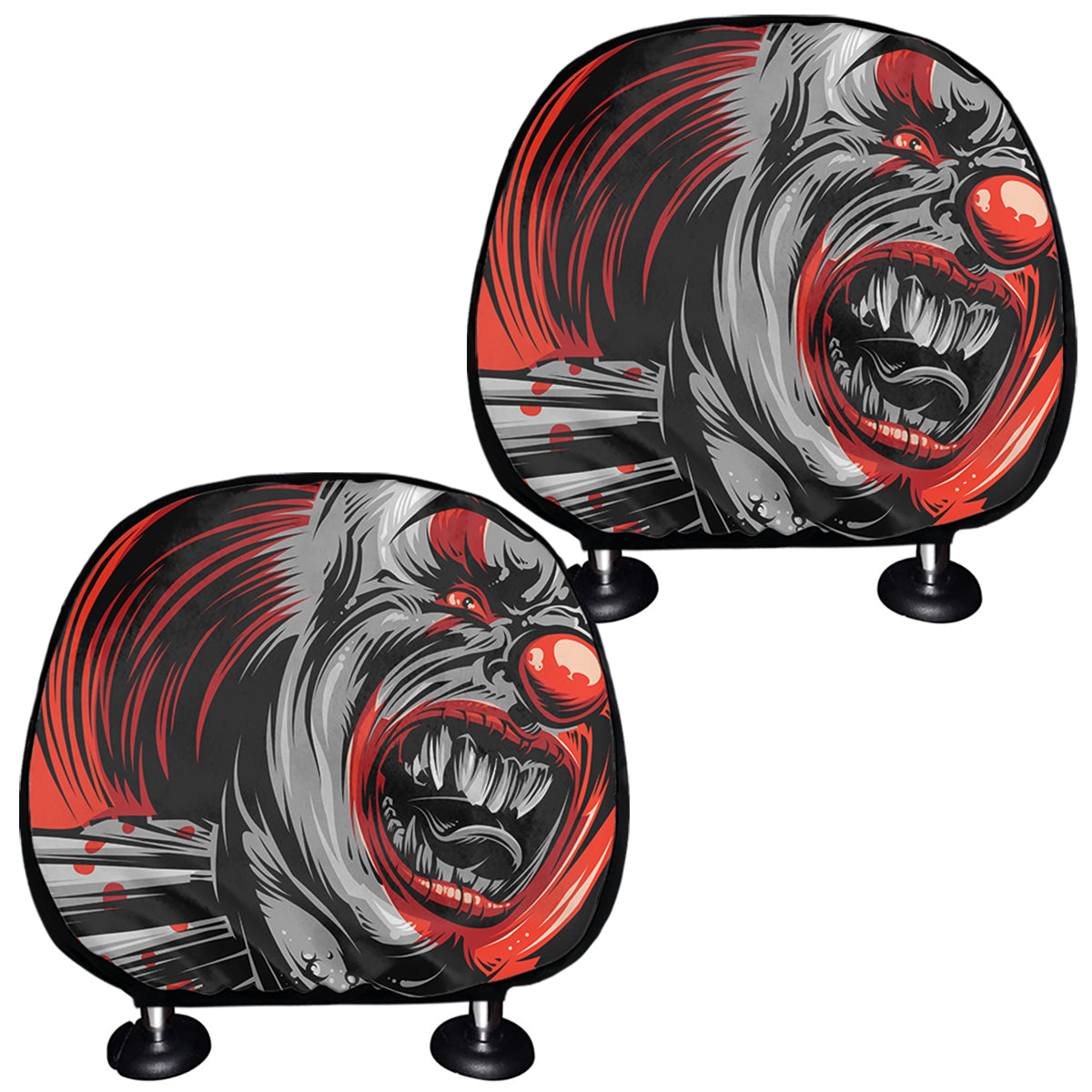 Evil Clown Print Car Headrest Covers