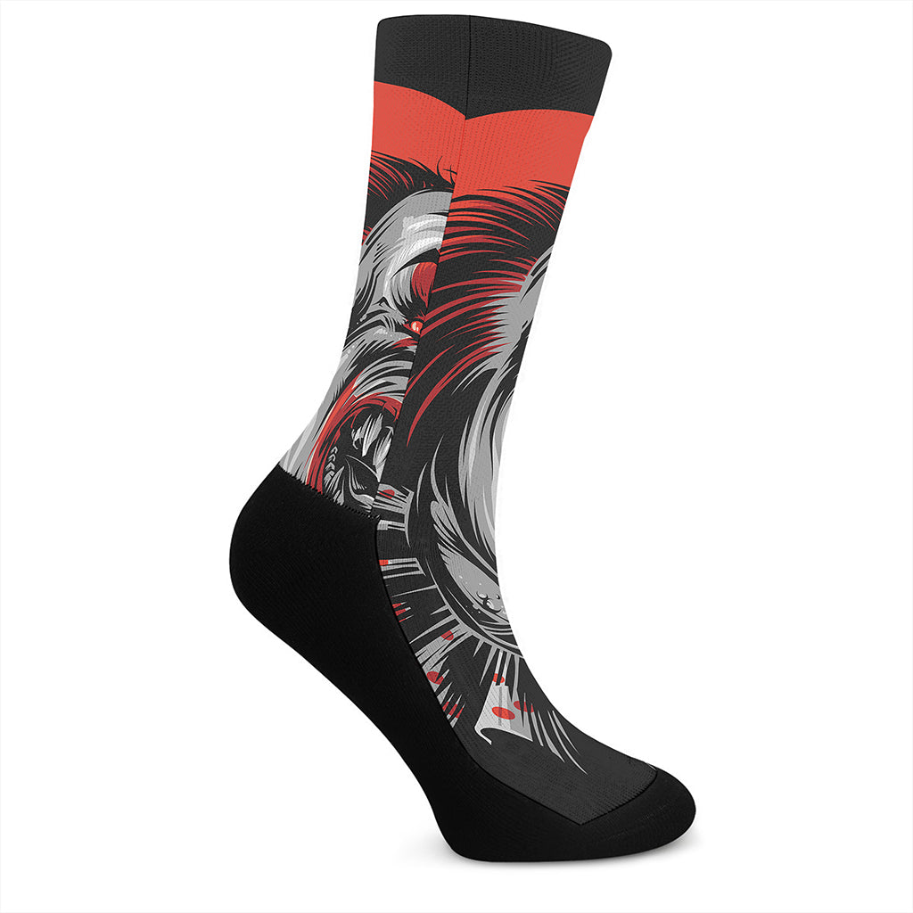 Evil Clown Print Crew Socks
