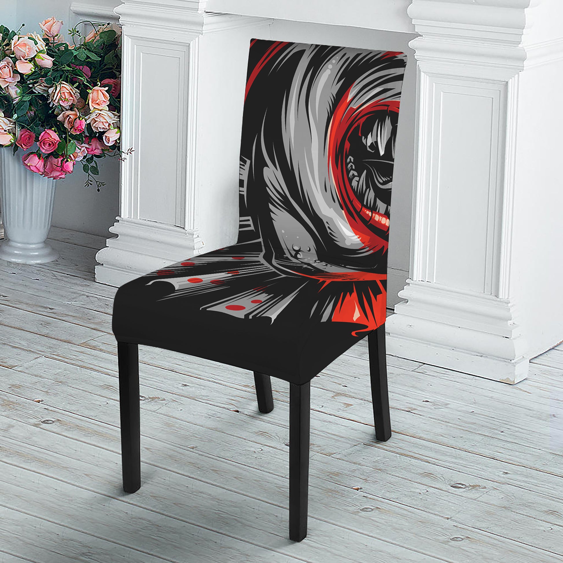 Evil Clown Print Dining Chair Slipcover