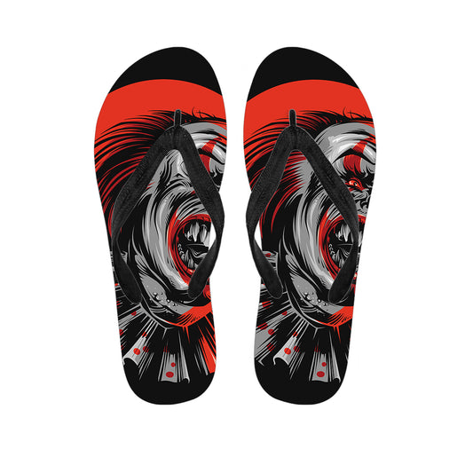 Evil Clown Print Flip Flops