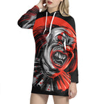 Evil Clown Print Pullover Hoodie Dress