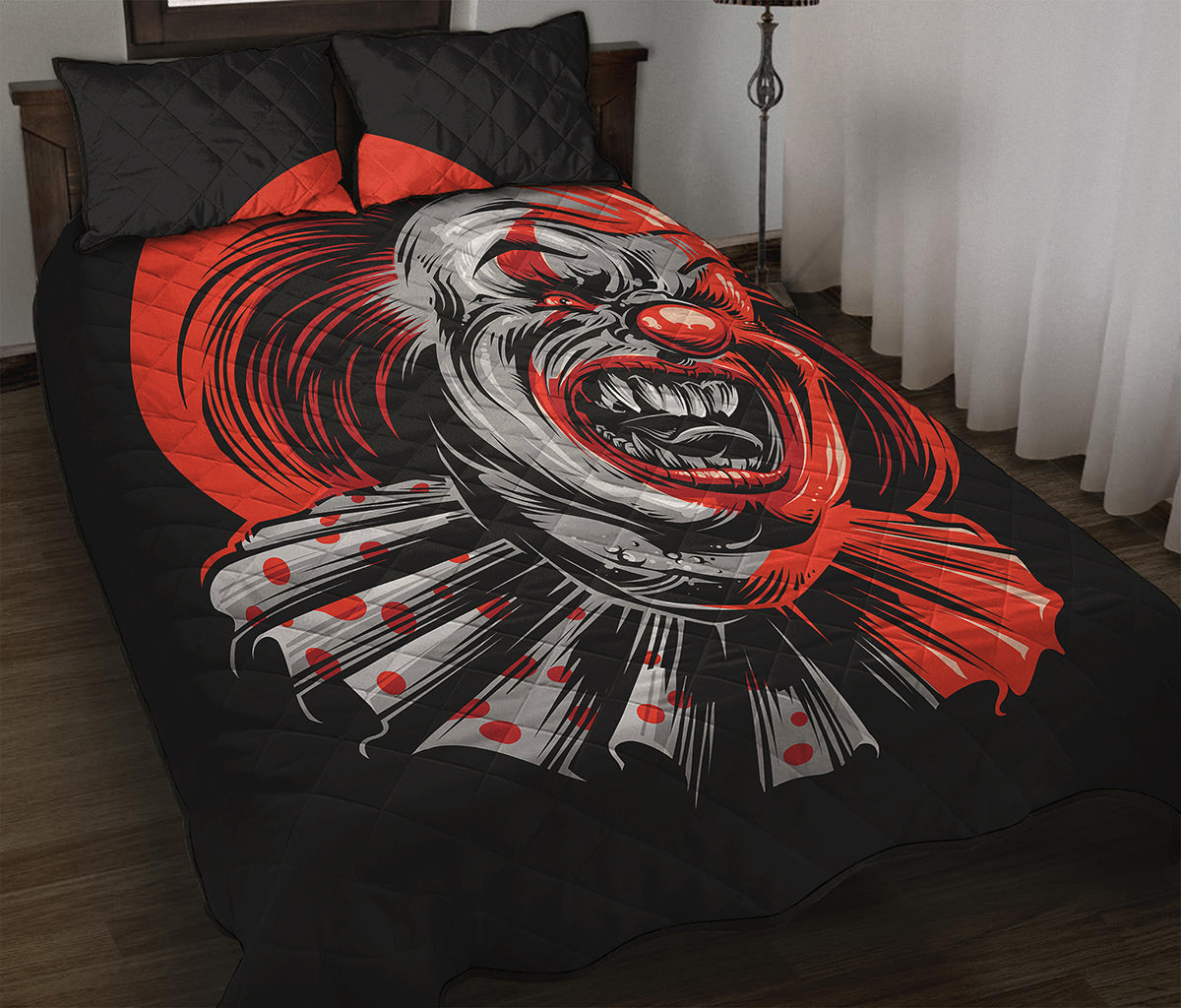 Evil Clown Print Quilt Bed Set