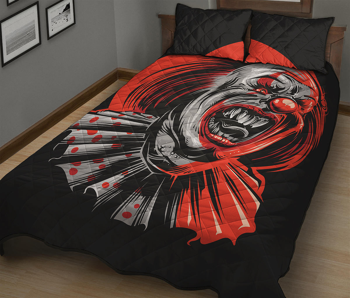 Evil Clown Print Quilt Bed Set