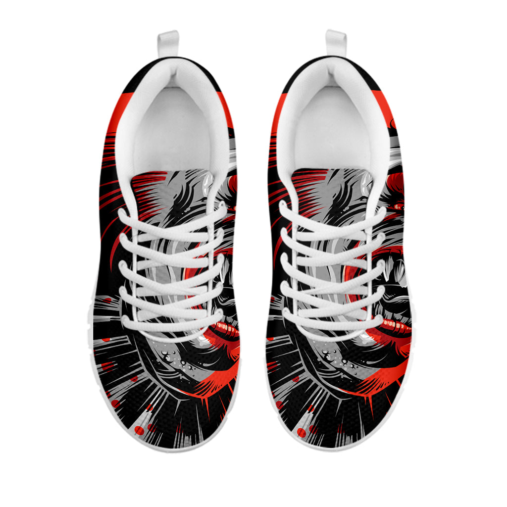 Evil Clown Print White Sneakers