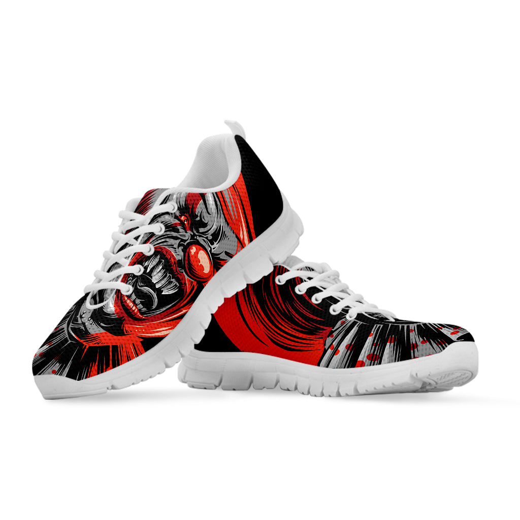 Evil Clown Print White Sneakers
