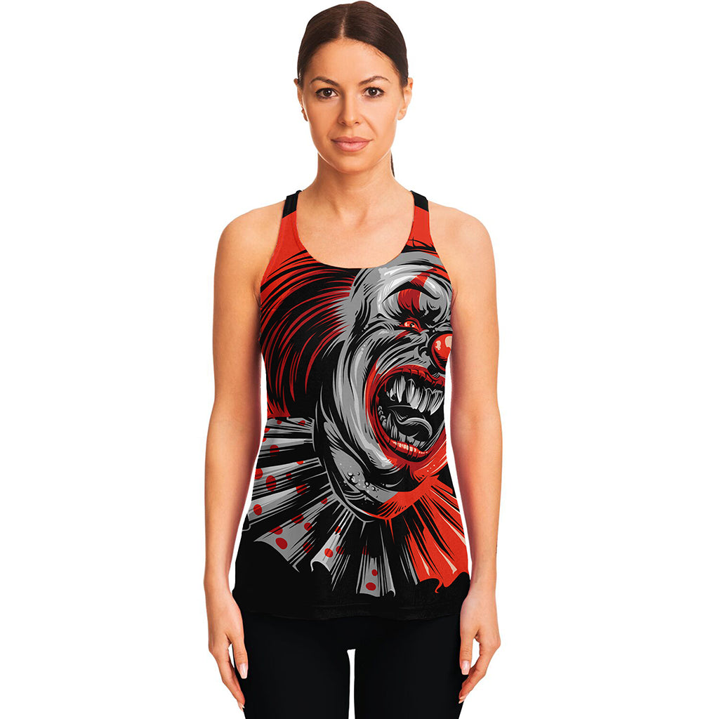 Evil Clown Print Women's Racerback Tank Top