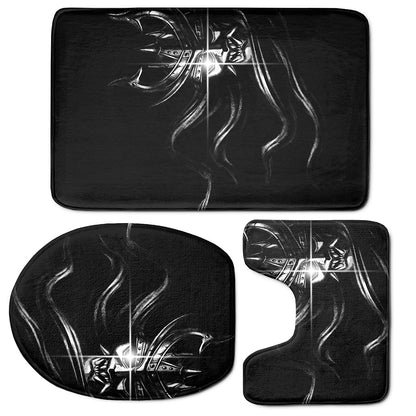 Evil Samurai Mask Print 3 Piece Bath Mat Set
