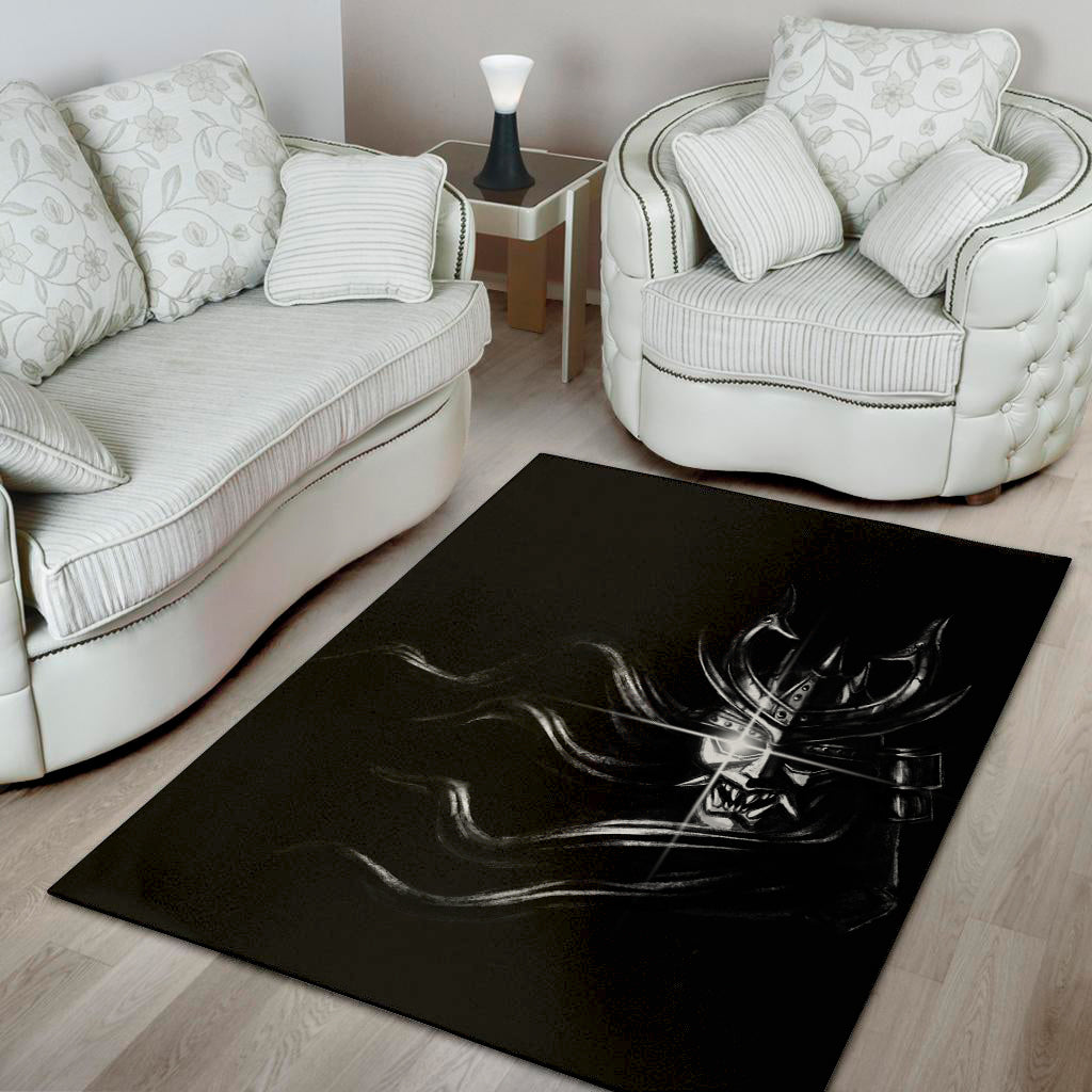 Evil Samurai Mask Print Area Rug