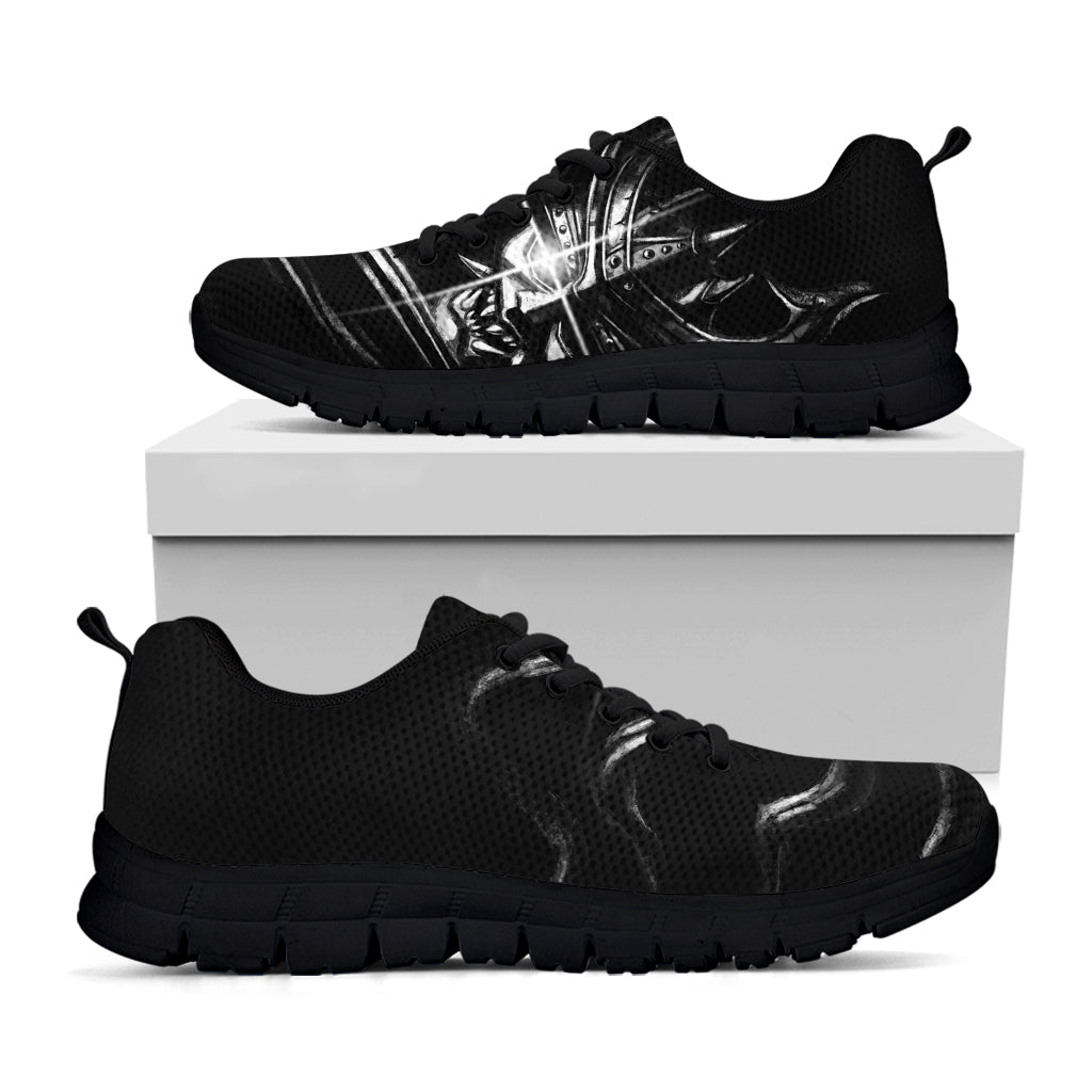 Evil Samurai Mask Print Black Sneakers