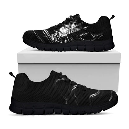 Evil Samurai Mask Print Black Sneakers