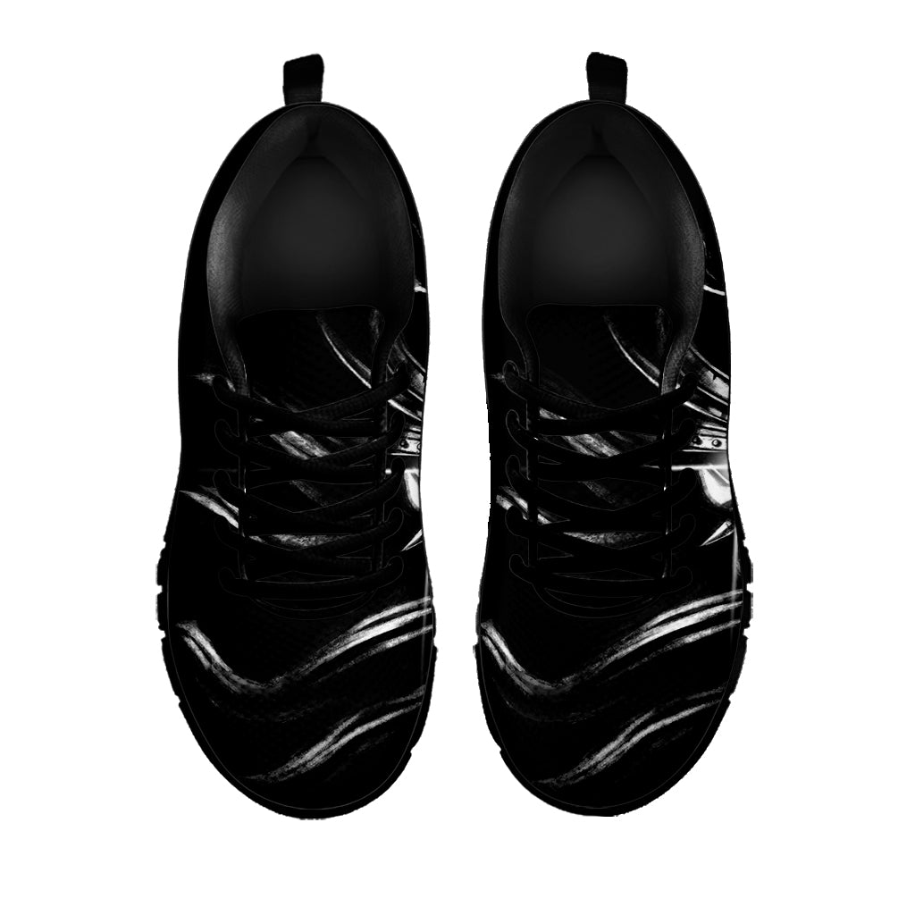 Evil Samurai Mask Print Black Sneakers