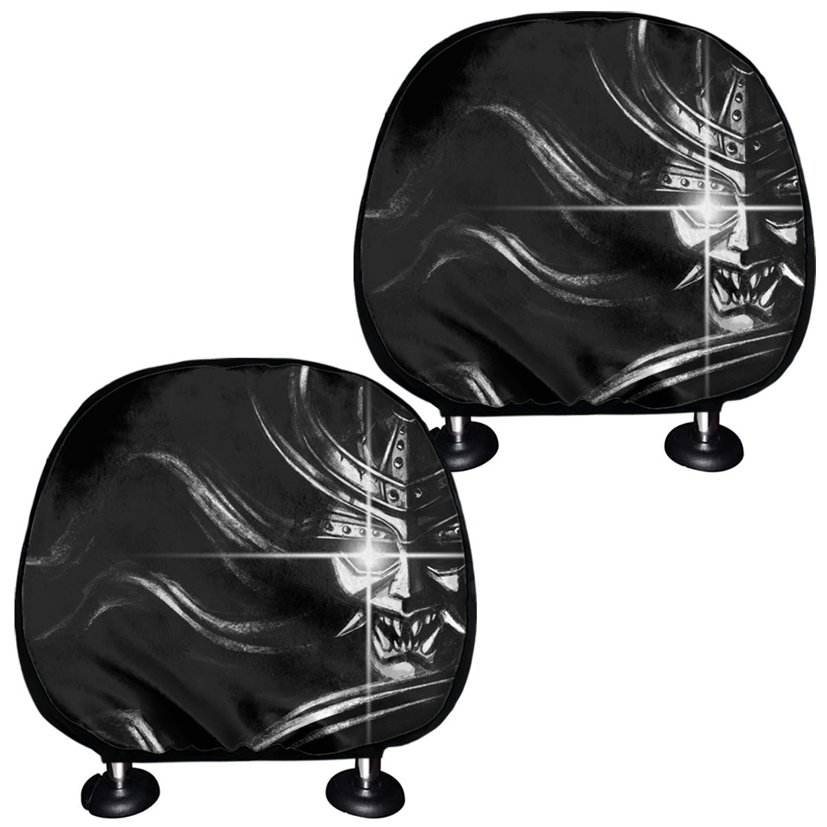 Evil Samurai Mask Print Car Headrest Covers