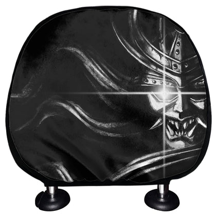 Evil Samurai Mask Print Car Headrest Covers