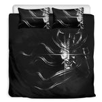 Evil Samurai Mask Print Duvet Cover Bedding Set