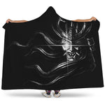 Evil Samurai Mask Print Hooded Blanket