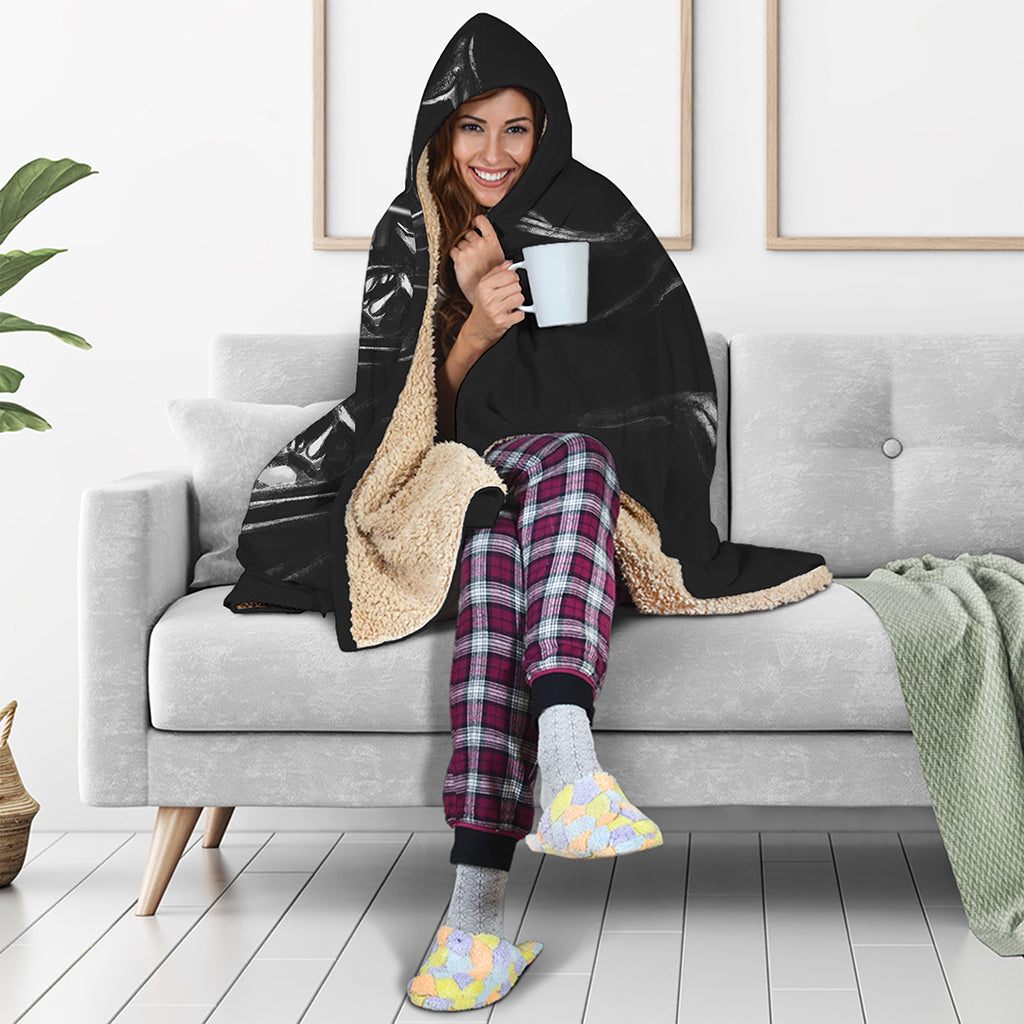 Evil Samurai Mask Print Hooded Blanket