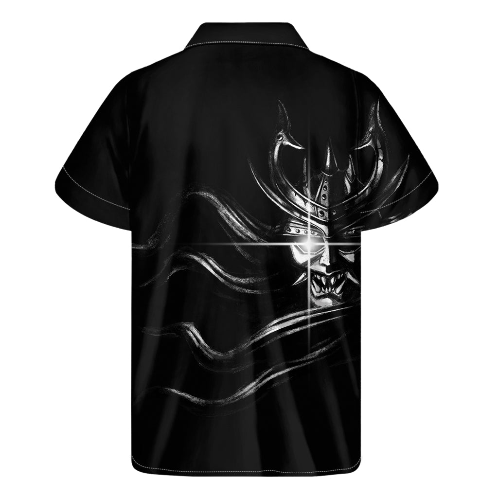 Evil Samurai Mask Print Men's Short Sleeve Shirt
