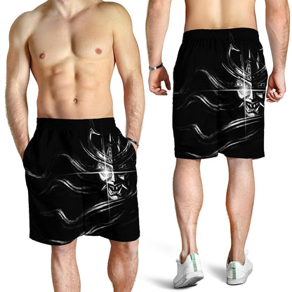 Evil Samurai Mask Print Men's Shorts