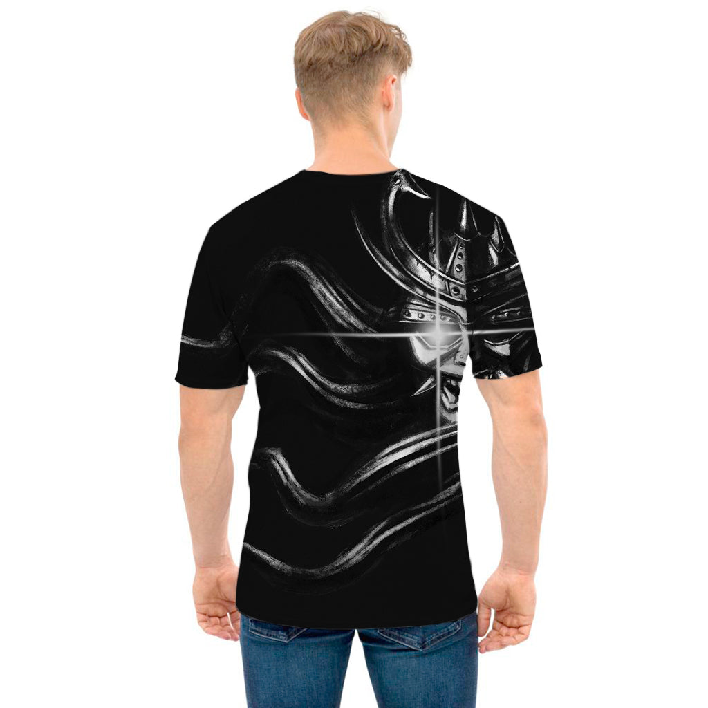 Evil Samurai Mask Print Men's T-Shirt