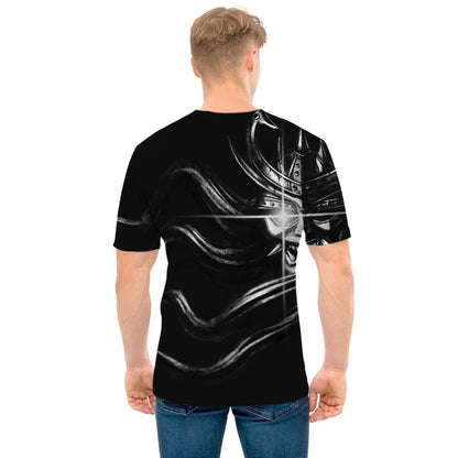 Evil Samurai Mask Print Men's T-Shirt