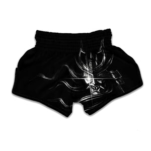 Evil Samurai Mask Print Muay Thai Boxing Shorts